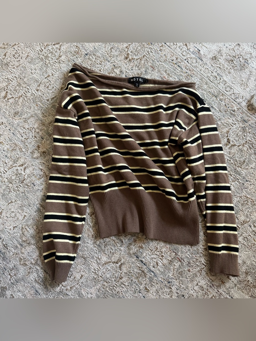 Motel Rocks Brown Striped Knit Sweater